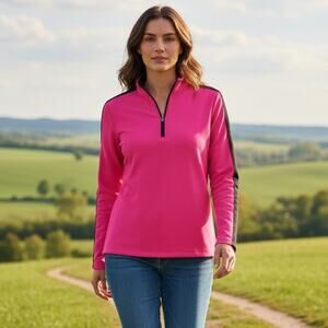 Lauren Ralph Lauren Active Top Womens XL Pink 1/4 Zip Mock Athleisure Active